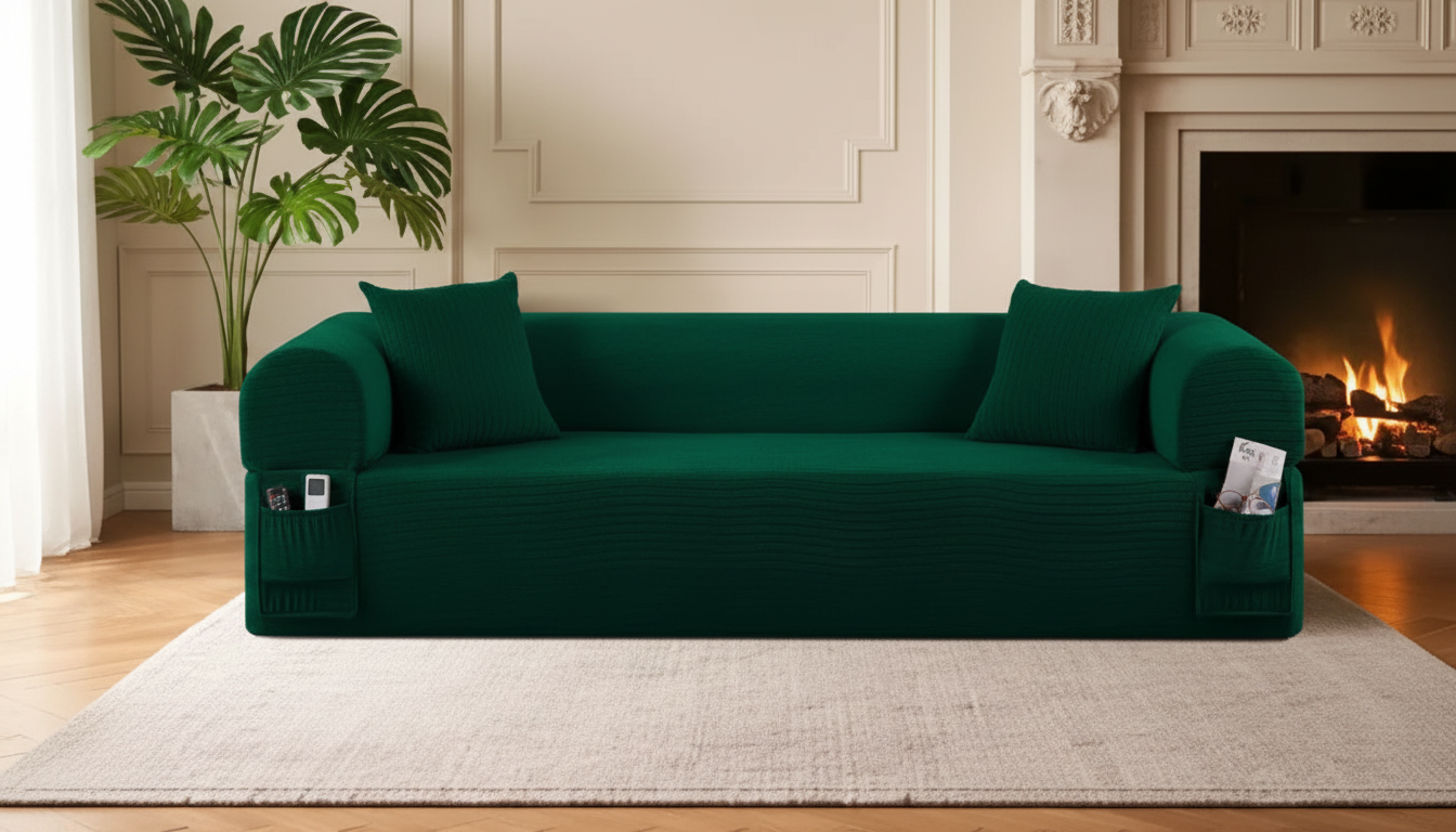 Green Corduroy Modular 3-Seater Velvet Sectional Guide
