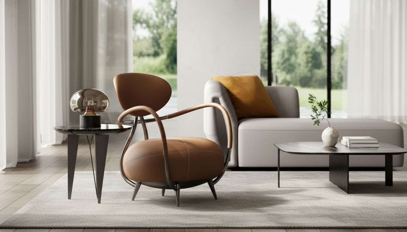 Luxury Tiger Chair: Minimalist Italian Leather Lounge