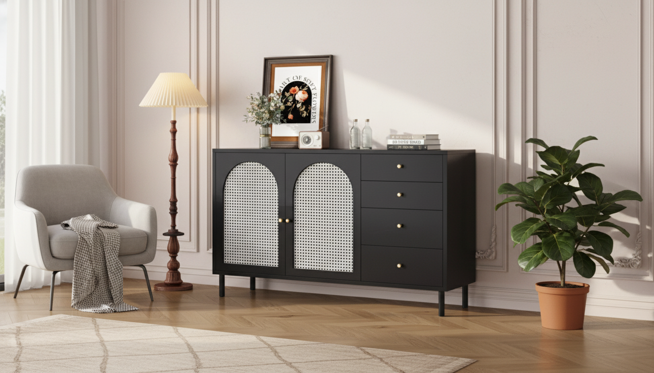 Modern Minimalist Black Sideboard for Clean Storage