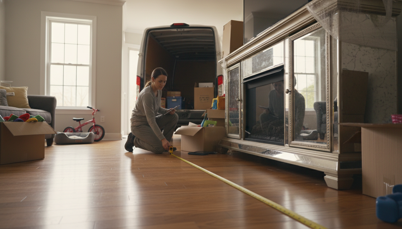 Measure Walkways for a Mirrored Fireplace TV Console Fit