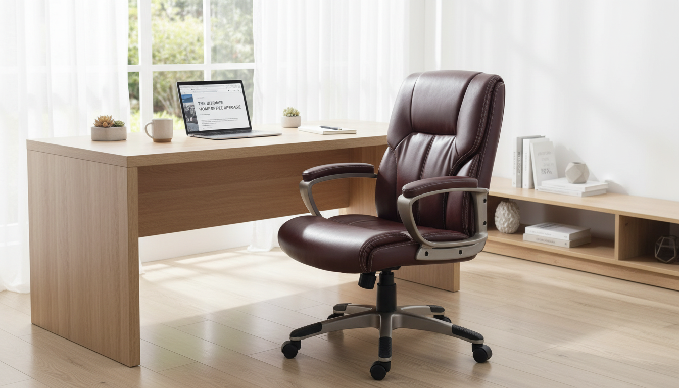 Brown PU Leather High-Back Executive Chair with Lumbar