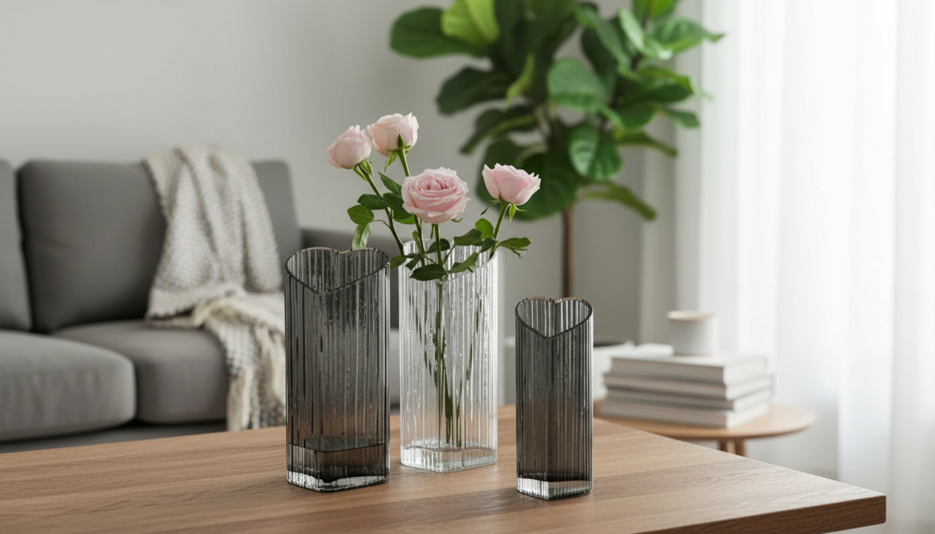 Modern Heart-Shaped Glass Vase: Minimal Decor & Gift