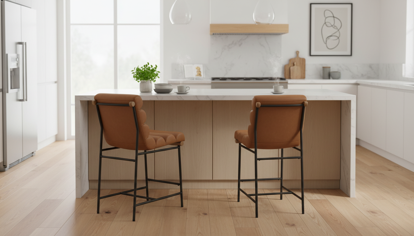 Tufted Counter-Height PU Leather Stools (Set of 2)